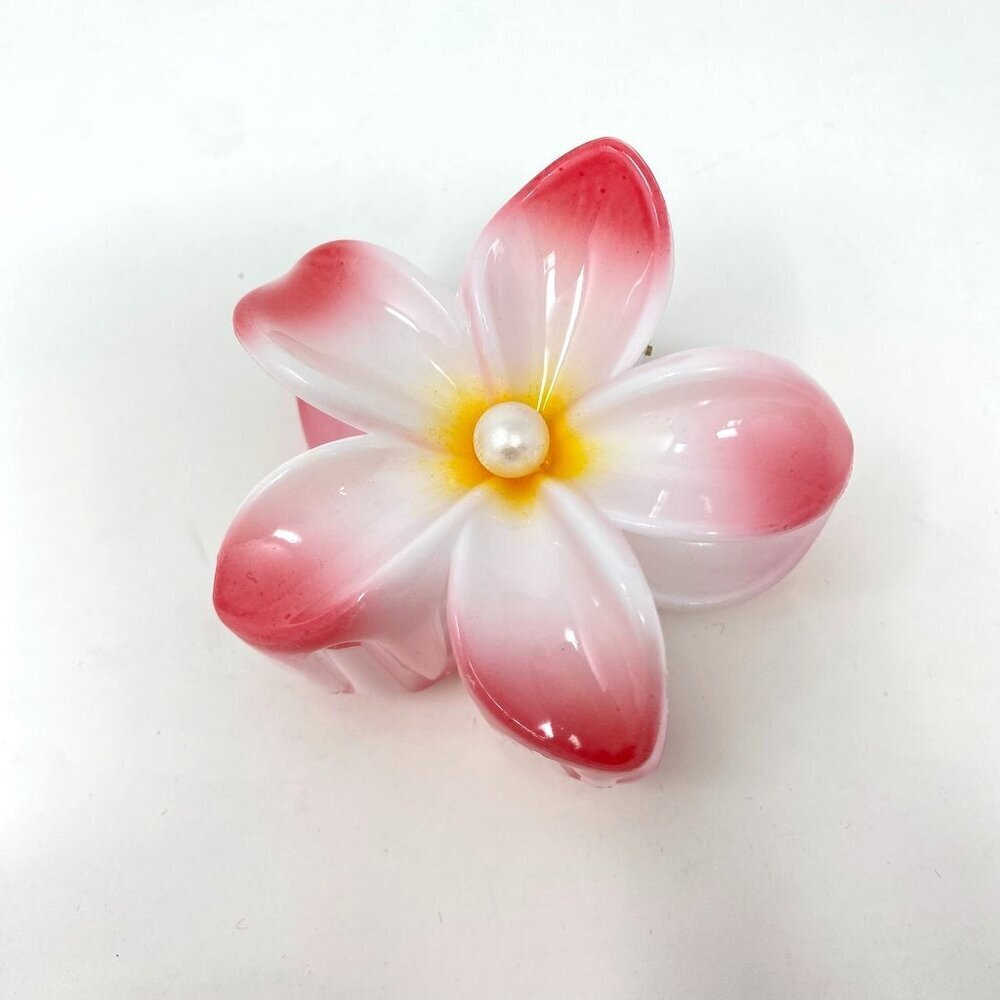 Hair 3" Claw Hair Clip Hawaiian Pink Plumeria Summer Vacation Tropical New